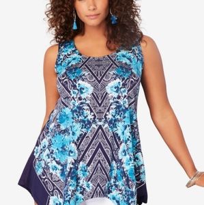 Handkerchief hem Roman's tank, size 3X, 30-32